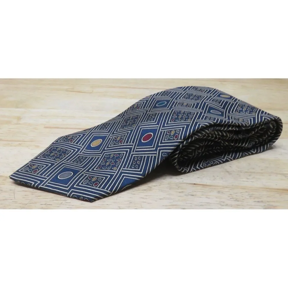 Gitman Bros. Necktie Tie Geometric Made in USA Handmade Silk‎ Multicolor